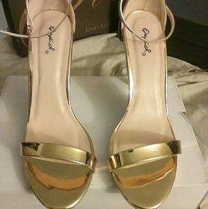 Gold ankle strap heels